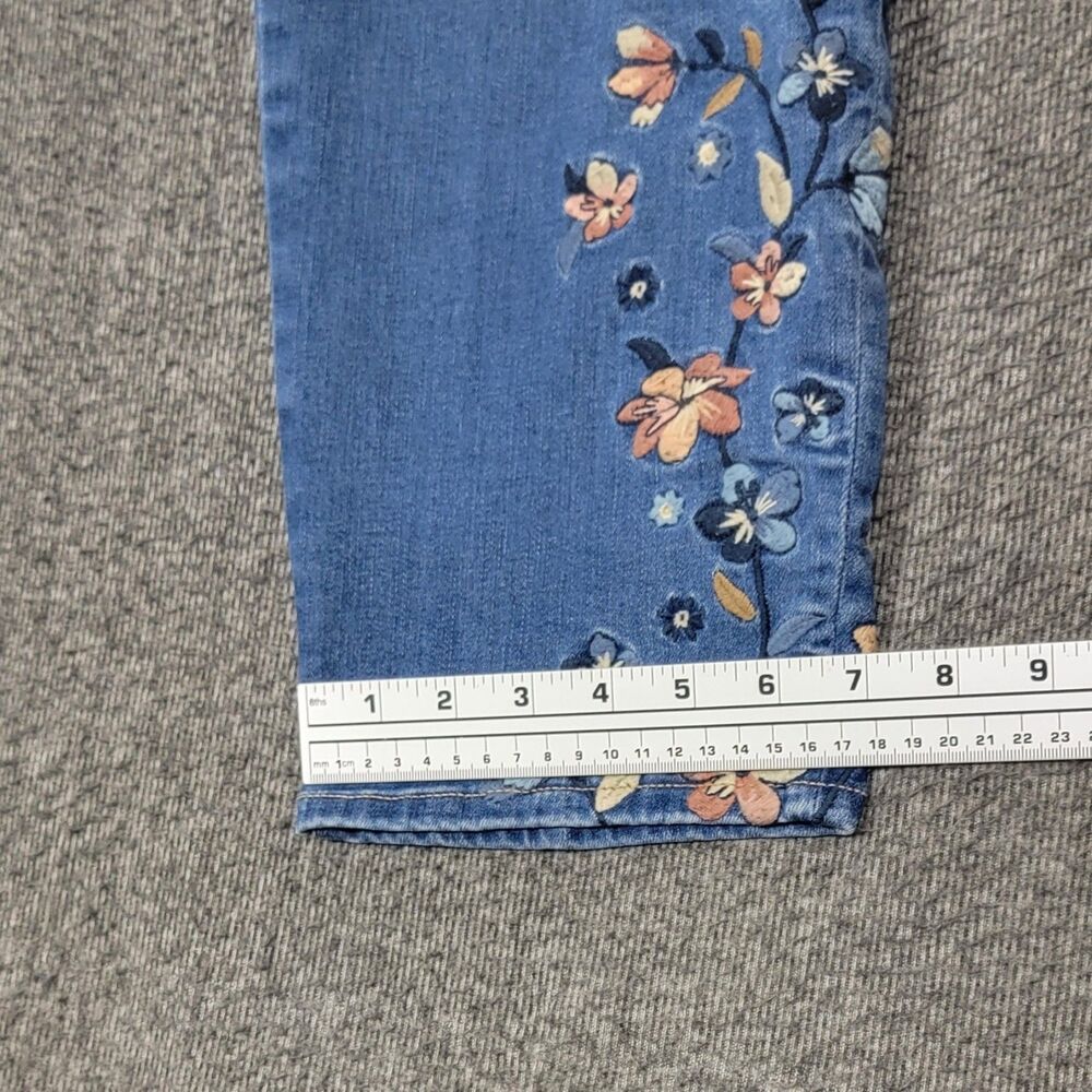 Chicos Jeans 3 Womens 16 Blue Pull On Jegging Ankle High Rise Floral Embroidered - Picture 7 of 12